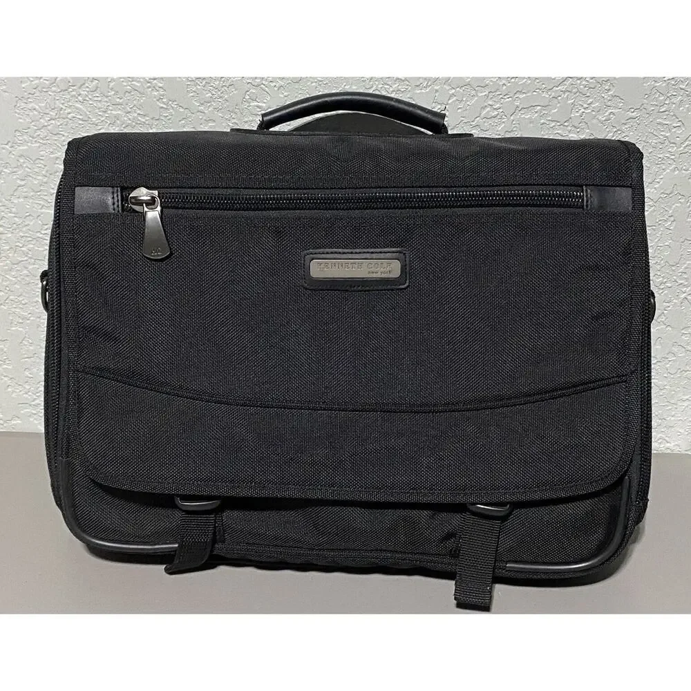 Kenneth Cole New York Briefcase Messenger Laptop Black Soft Padded Carry All